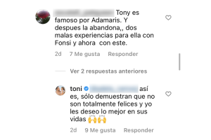 Respuesta de Toni Costa a seguidora de Instagram