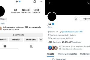 Jennifer López apareció con una foto de perfil negra tanto en Instagram como en Twitter.