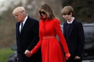 President Trump, First Lady, And Son Barron Depart White House En Route To Mar-a-Lago For Weekend