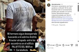 Papá de Andrés Kräuter lo buscaba entre los escombros.