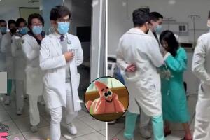 Médicos sorprenden a quinceañera en el IMSS con un vals.