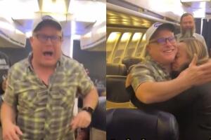 Hombre sufre ataque de alzhéimer en pleno vuelo; su esposa y pasajeros lo tranquilizan