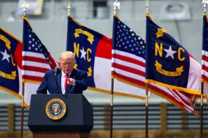 President Donald Trump Speaks At U.S.S. Battleship North Carolina