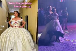Perro orina el vestido de una quinceañera