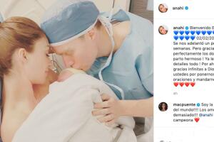 Anahí con su bebé Emiliano en brazos, 2/02/2020