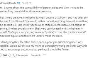 Mamá confiesa que le desagrada de su hija en Reddit