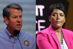 El gobernador de Georgia Brian Kemp y la alcaldesa de Atlanta, Keisha Lance Bottoms.