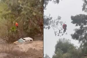 Bomberos rescatan a automovilista tras ser arrastrado por arroyo crecido en San Juan Capistrano