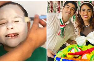 Padres disfrazan a niña de plato de pozole y se hacen virales.