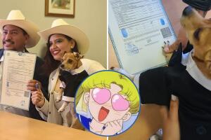 Con la huella de su pata, perrito firma como testigo en la boda de sus dueños