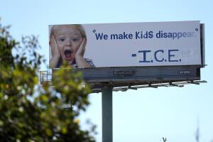 Vandalized California Billboard Criticizes ICE Detention Of Children