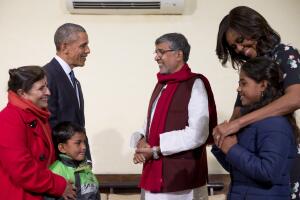Barack Obama, Kailash Satyarthi, Michelle Obama, Sumedha Satyarth, Deepak, Payal Jangid
