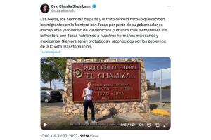 Claudia Sheinbaum frontera Texas México Greg Abbott