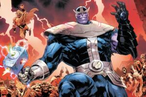 Thanos con el martillo de Thor y las gemas del infinito marvel comics.jpg