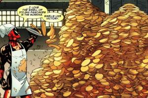 Deadpool cocinando miles de pancakes