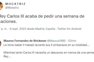 El rey Carlos III de Inglaterra se tomó un descanso a cinco días de asumir el trono y así reaccionaron en Twitter