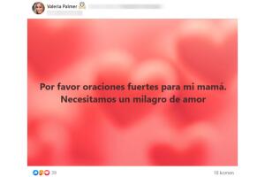 Valeria Palmer pidió oraciones por la salud de su madre, Mayte Carol