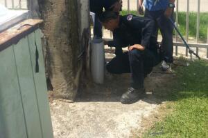 Rescatan un gato de una tubería