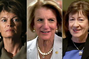 Senadoras republicanas Lisa Murkowski, de Alaska; Shelley Moore Capito, de Virginia Occidental, y Susan Collins, de Maine.