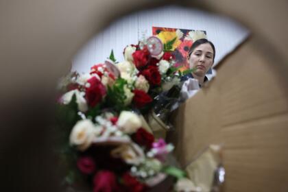 MIAMI, FLORIDA - FEBRUARY 12: Shirley Silva, U.S. Customs and Border Protection Agriculture Specialist, inspects flowers for foreign pests or diseases in the FedEx Cargo hub at Miami International Airport on February 12, 2025 in Miami, Florida. FedEx transfers millions of fresh flowers through the hub for Valentine's season by increasing air capacity from Colombia and Ecuador. They will transport over 2.2 million pounds of flowers from these countries in February. (Photo by Joe Raedle/Getty Images)