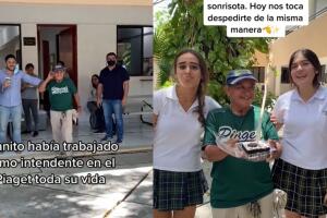 Estudiantes se despiden del conserje de su escuela con tierno detalle