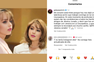 Este es el mensaje que 'Gaby' Spanic escribió en Instagram tras enterarse de la muerte de Jessica Jurado, con quien actuó en La Usurpadora. 