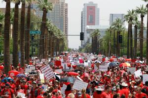 Arizona Teachers Go On Strike And March To State Capitol