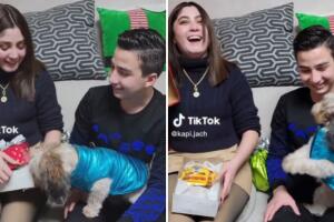 Perrito se emociona con su regalo de Navidad