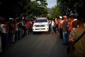 A homicide unit arrives to the General Command of the Carabobo Police prison, where a fire occurred in the cells area, according to local media, in Valencia