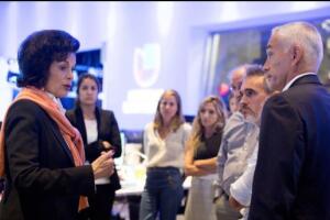 Bianca Jagger visiting Univision 