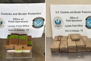 Paquetes de cocaína asegurados por agentes de CBP en los puentes internacionales de Hidalgo y Pharr, en el sur de Texas.