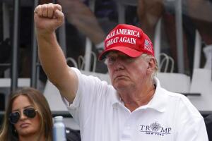 Trump in Bedminster for LIV golf event, July 31, 2022.