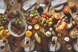 Thanksgiving Celebration Traditional Dinner Table Setting Concep