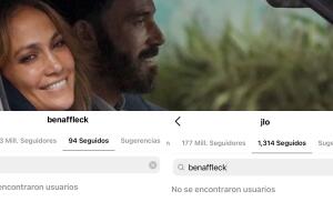 Ni Ben Affleck ni JLo se siguen en Instagram.