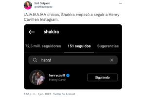 Shakira comenzó a seguir a Henry Cavill en Instagram
