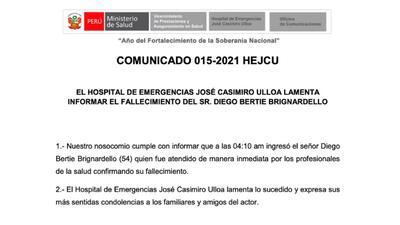 Muere actor de telenovelas Diego Bertie: cayó del piso 14 de su edificio 1 ?url=http%3A%2F%2Fuvn brightspot.s3.amazonaws.com%2F16%2Fd0%2F0ddd7fc840469bb19d37d70e51e1%2Fcomunicado