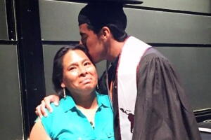 Erick Martinez with his mother Maricela