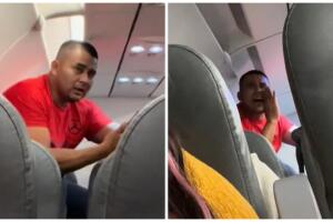 Hombre pierde la cordura en avión y causa polémica.