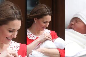 Kate Middleton sostiene a su tercer hijo en  brazos a las puertas del hospital horas después de dar a luz.