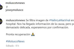 MoluscoTV aseguró que supuestamente existe información "demasiado delicada" detrás de la foto de Yailin en la que aparece golpeada y con heridas.