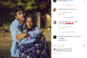"Te amo": Sebastián Yatra y Tini Stoessel usan Instagram para declararse su amor