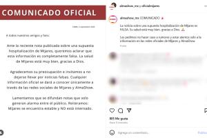 Mijares "está muy bien" de salud.