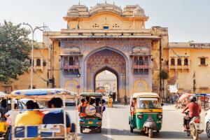 Awesome view of scenic gate at Gangori Bazaar, Jaipur, India