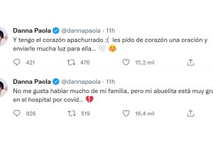 Danna Paola informa que su abuela está hospitalizada de gravedad por covid-19.