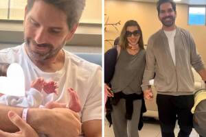 Arap Bethke saliendo del hospital junto a su esposa Anna Tazzer y su hija Sienna