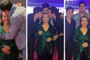 Danilo Carrera junto a su abuela doña Elsa, y sus hermanos menores Xavier y Leopoldo.