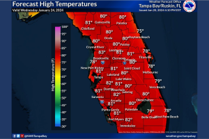 Temperaturas para el miércoles 24 de enero en Florida Central. 