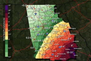 Esta imagen muestra las cantidades de lluvia que se esperan en la región hasta el miércoles por la mañana.