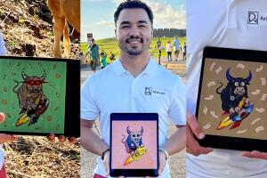 Wilberto Rodriguez and three Wall St Bulls