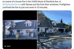 dúo escapa incendio casa vecinos Garden Grove condado de Orange